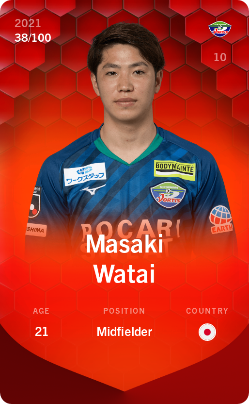 Sorare - Sorare Official - Masaki Watai 2021-22 • Rare 38/100 - NFT # 99753566440973623982309381352548793784122229043669718086282249137080932267230