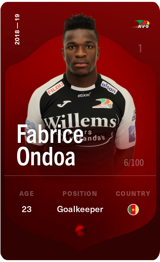 Sorare - Sorare Official - Fabrice Ondoa 2018-19 • Rare 6/100 - NFT # 10747626760915791597099985501457233239900997990264046400130698124942068431260