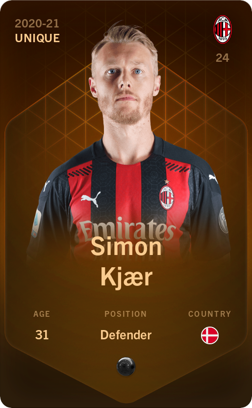 Sorare - Sorare Official - Simon Kjær 2020-21 • Unique - NFT # 17660926319753295314573615211145067391390323218515265392259601376869035390286