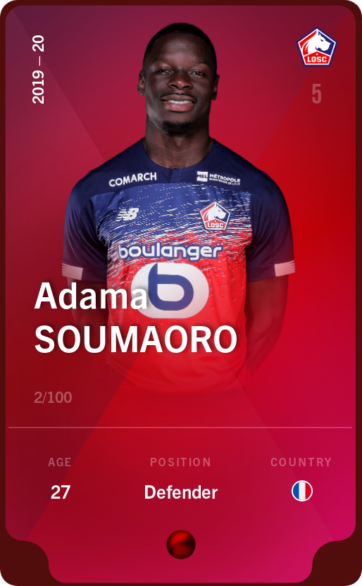 Sorare - Sorare Official - Adama Soumaoro 2019-20 • Rare 2/100 - NFT # 102066623323489348173556969162671806615890073577434311561931012954153786187214
