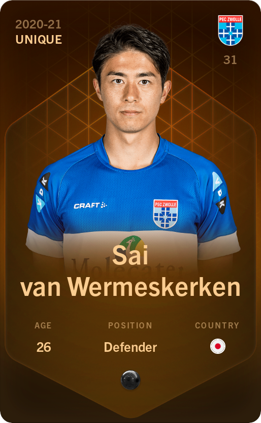 Sorare - Sorare Official - Sai van Wermeskerken 2020-21 • Unique - NFT # 58438972122242881139188946778523997050914717500637382355476331795470378369882