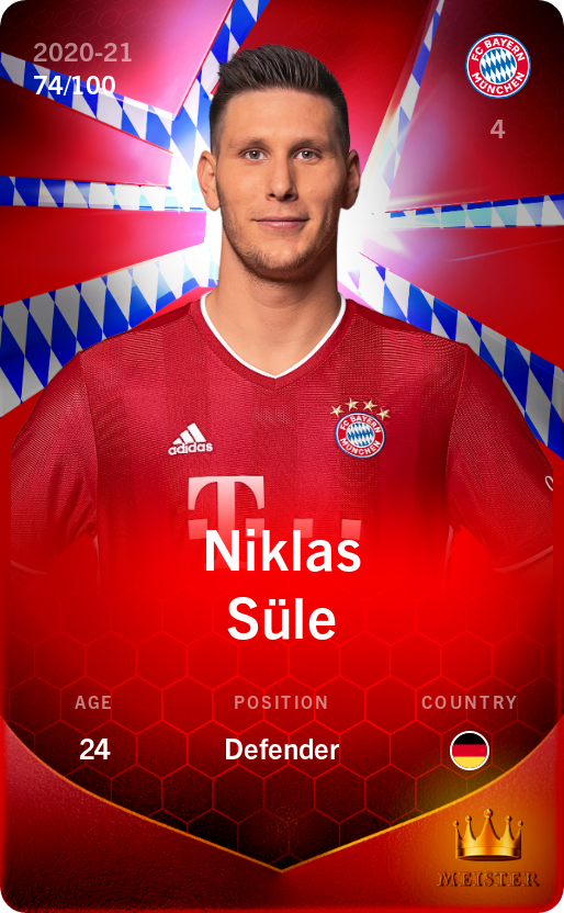 Sorare - Sorare Official - Niklas Süle 2020-21 • Rare 74/100 - NFT # 112534558130813580551264489559767723464294396528693583096414768630912251576768