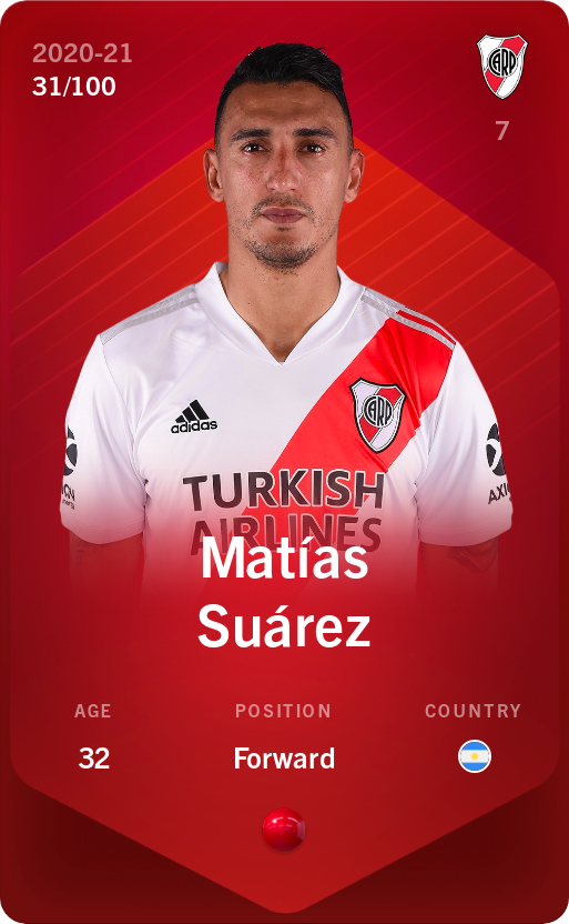 Sorare - Sorare Official - Matías Suárez 2020-21 • Rare 31/100 - NFT # 113449583773132916557487206133223368719525734534520787972815628409541841282834