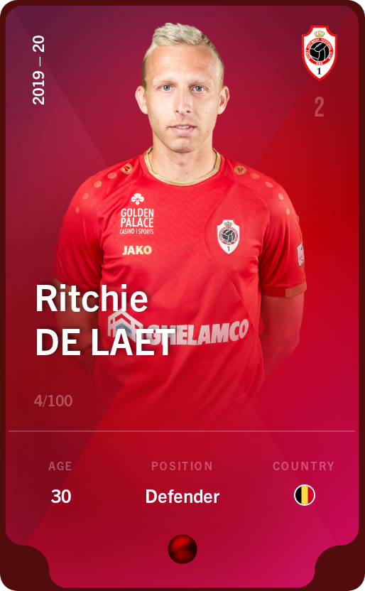Sorare - Sorare Official - Ritchie De Laet 2019-20 • Rare 4/100 - NFT # 18541774620777749395789301936727958329925379560095294228068624485694097140259