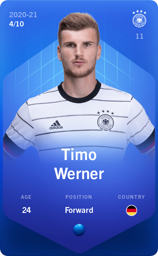 Sorare - Sorare Official - Timo Werner 2020-21 • Super Rare 4/10 - NFT # 64483417332052158947702523166340542474504632011102151393149522995352783955434