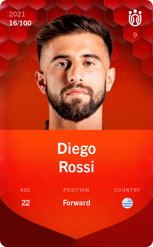 Sorare - Sorare Official - Diego Rossi 2021-22 • Rare 16/100 - NFT # 57995436787972027240238593195137110191130956486868194728510575540607562254753