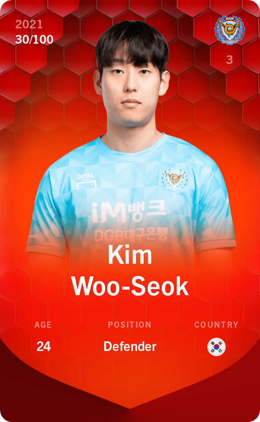 Sorare - Sorare Official - Kim Woo-Seok 2021-22 • Rare 30/100 - NFT # 10615325164079994579073448921866650185361915179852872861126480826048323781380