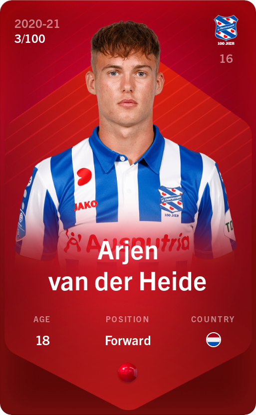 Sorare - Sorare Official - Arjen van der Heide 2020-21 • Rare 3/100 - NFT # 87768497497382571261384366146854583719643443241588501433714903600617784967103