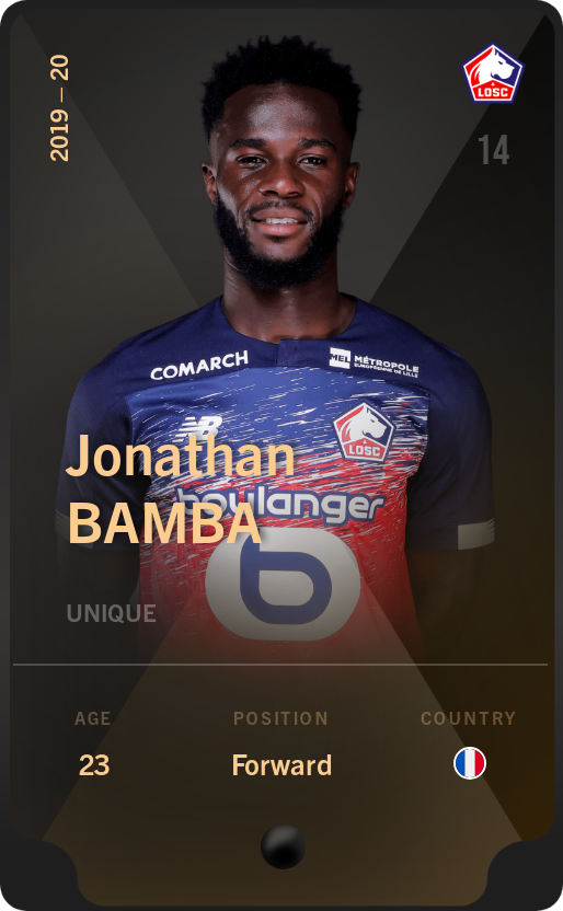 Sorare - Sorare Official - Jonathan Bamba 2019-20 • Unique - NFT # 41339765261342853760196207400471211290242293913154212997729337932782525038908