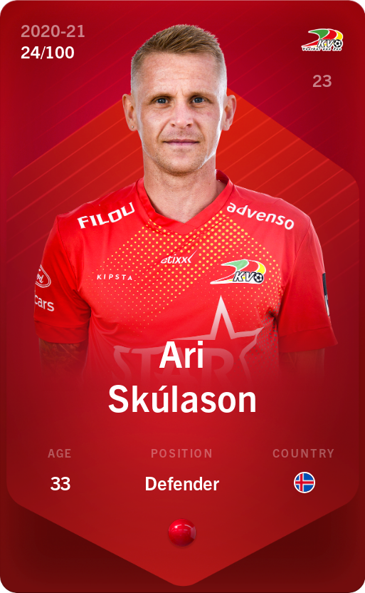 Sorare - Sorare Official - Ari Skúlason 2020-21 • Rare 24/100 - NFT # 27802609183187529685847446908541034462878821128651642928913332214314955266449