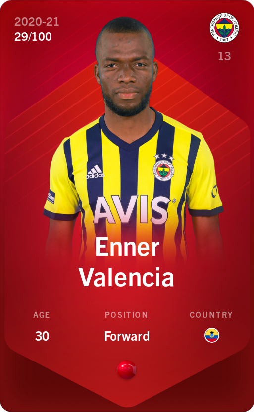Sorare - Sorare Official - Enner Valencia 2020-21 • Rare 29/100 - NFT # 32143202953229805131871813736333939857781174810081484288905229495933843727067