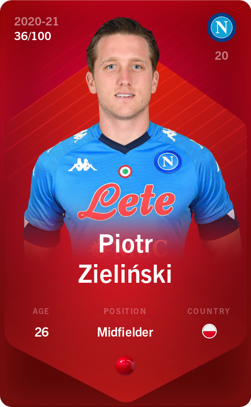 Sorare - Sorare Official - Piotr Zieliński 2020-21 • Rare 36/100 - NFT # 83125711161075366160801124258130743416651373580975566543216030789716321295825