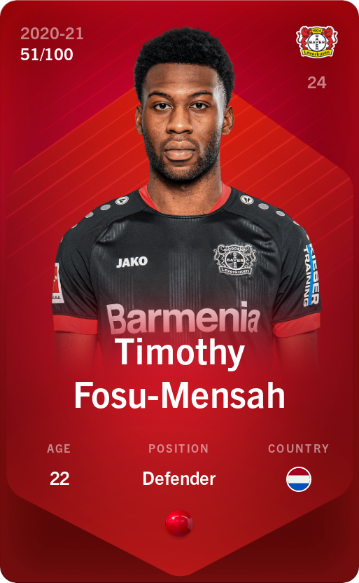 Sorare - Sorare Official - Timothy Fosu-Mensah 2020-21 • Rare 51/100 - NFT # 90542590360508235697143952535831340041871603637820678401810623866317002542473
