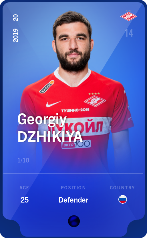 Sorare - Sorare Official - Georgiy Dzhikiya 2019-20 • Super Rare 1/10 - NFT # 105213576883940860055502341535655503483380979470436004111241563507885490853564