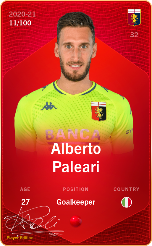 Sorare - Sorare Official - Alberto Paleari 2020-21 • Rare 11/100 - NFT # 20718319850668636725770043170263473986018780748213065847741424592705141485809