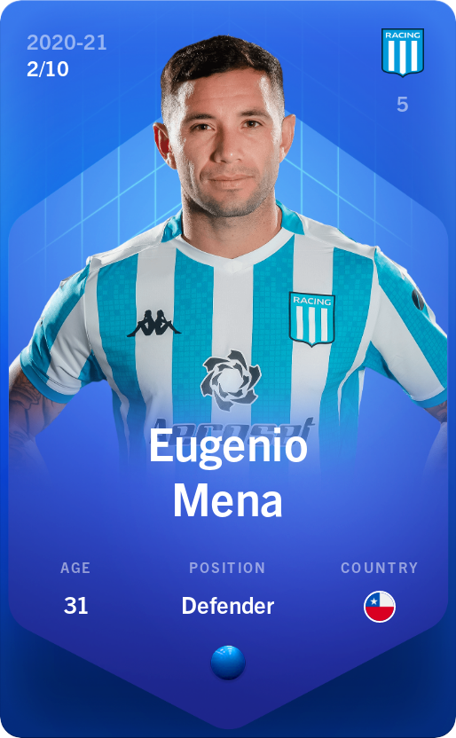 Sorare - Sorare Official - Eugenio Mena 2020-21 • Super Rare 2/10 - NFT # 95534705600731355464209859102959719966751446077725688364965029533368594954527
