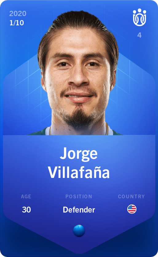 Sorare - Sorare Official - Jorge Villafaña 2020-21 • Super Rare 1/10 - NFT # 59360603641566735007521011023757253729311063613865151415449530299978893843783