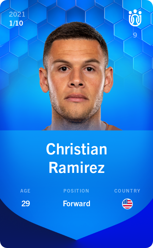 Sorare - Sorare Official - Christian Ramirez 2021-22 • Super Rare 1/10 - NFT # 90255220391507603210375034762512768632000318510971116252617607191426546907484