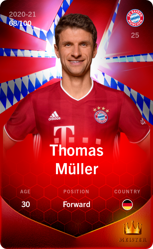 Sorare - Sorare Official - Thomas Müller 2020-21 • Rare 68/100 - NFT # 53192525443153175833293932703155388397637774844959057095546837711573316848832