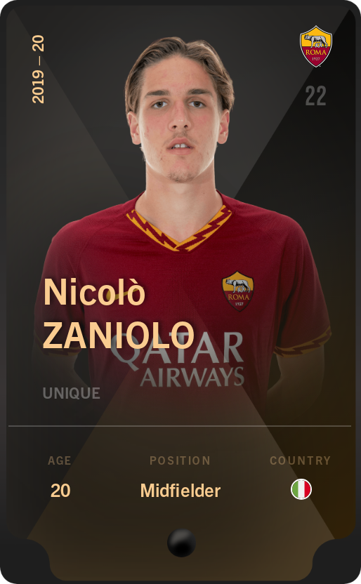 Sorare - Sorare Official - Nicolò Zaniolo 2019-20 • Unique - NFT # 94425029158776944852055455960508447266921349141386307367691418815079342446797