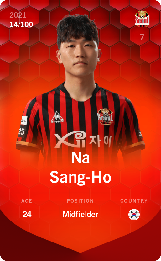 Sorare - Sorare Official - Na Sang-Ho 2021-22 • Rare 14/100 - NFT # 97332958118910376291019686300070739898824765426103827252897715662317770398663