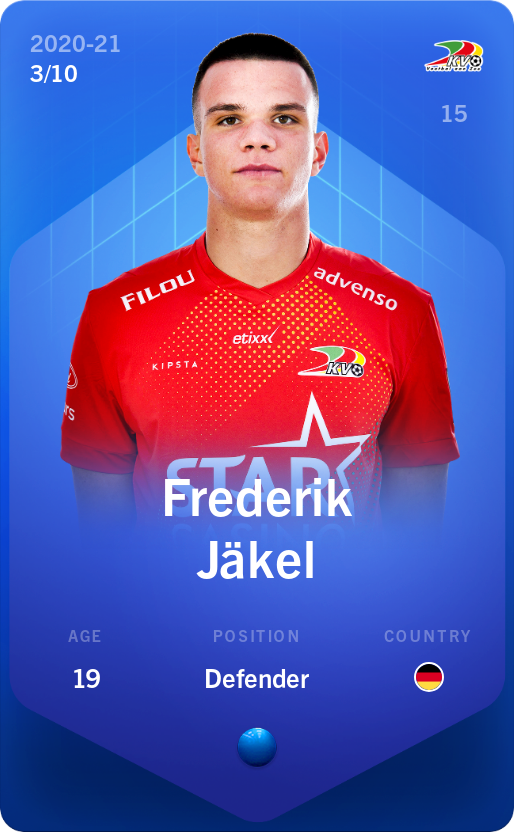 Sorare - Sorare Official - Frederik Jäkel 2020-21 • Super Rare 3/10 - NFT # 106407095108846313743308588519320902708924240910059648093494010334261854689761