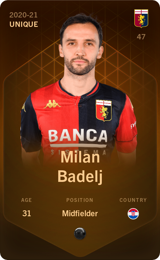 Sorare - Sorare Official - Milan Badelj 2020-21 • Unique - NFT # 83671756010711904004448997742066799391109108385261162330413231288487219310357