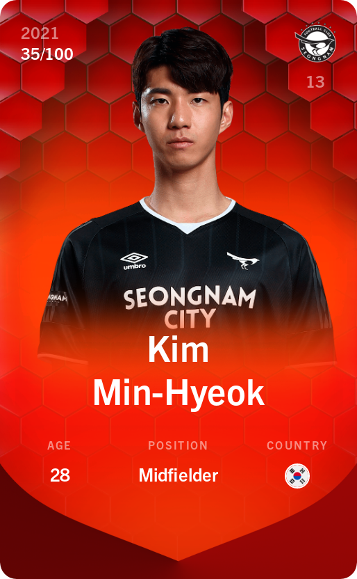 Sorare - Sorare Official - Kim Min-Hyeok 2021-22 • Rare 35/100 - NFT # 103069879474356898635202109520799697540200777822022738956449709210579959676060