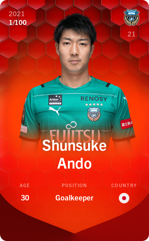 Sorare - Sorare Official - Shunsuke Ando 2021-22 • Rare 1/100 - NFT # 82113018255903035407274408644085842254244816587863436588536293715416096419320