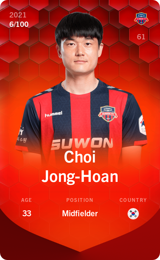 Sorare - Sorare Official - Choi Jong-Hoan 2021-22 • Rare 6/100 - NFT # 36515604017760602137875955369369070683192961065152662022860289995178039650961