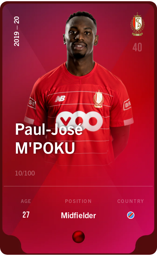 Sorare - Sorare Official - Paul-José M'Poku 2019-20 • Rare 10/100 - NFT # 45059609101111052213809696906511303173035829109594672332158713504271736491659