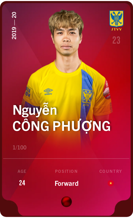 Sorare - Sorare Official - Nguyễn Công Phượng 2019-20 • Rare 1/100 - NFT # 70903499425757821018572922177132259312003764622962752747073864946546088949118
