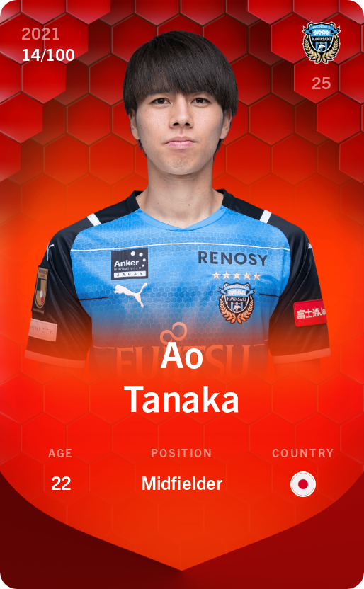 Sorare - Sorare Official - Ao Tanaka 2021-22 • Rare 14/100 - NFT # 94899391620711323308832755192851066111414158243883016117674370603741118913878