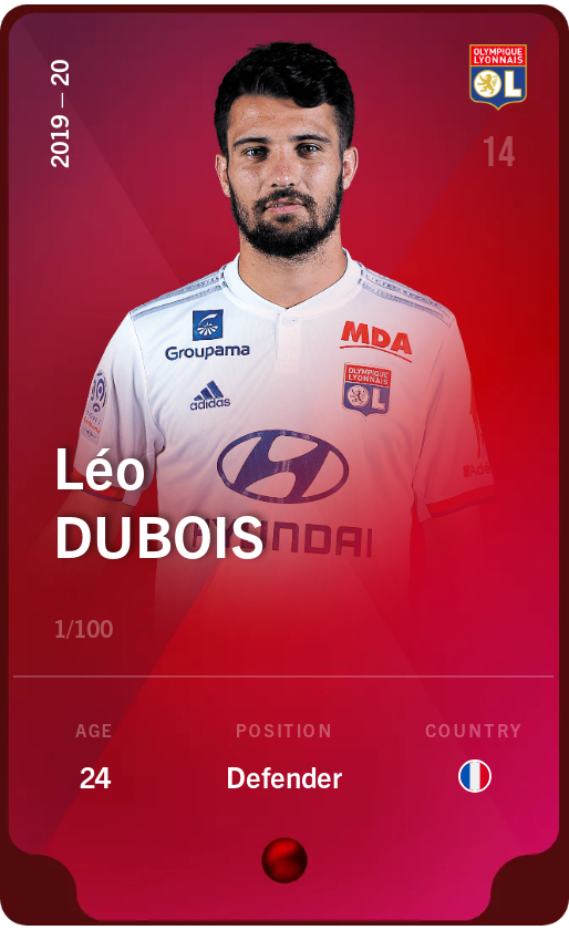 Sorare - Sorare Official - Léo Dubois 2019-20 • Rare 1/100 - NFT # 78850387383513389259371945241722568507460112326134026342399583579094080201655