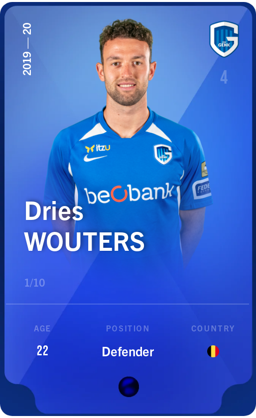 Sorare - Sorare Official - Dries Wouters 2019-20 • Super Rare 1/10 - NFT # 24896988333860374946308323677558282718291189922110052796575116081714652607927