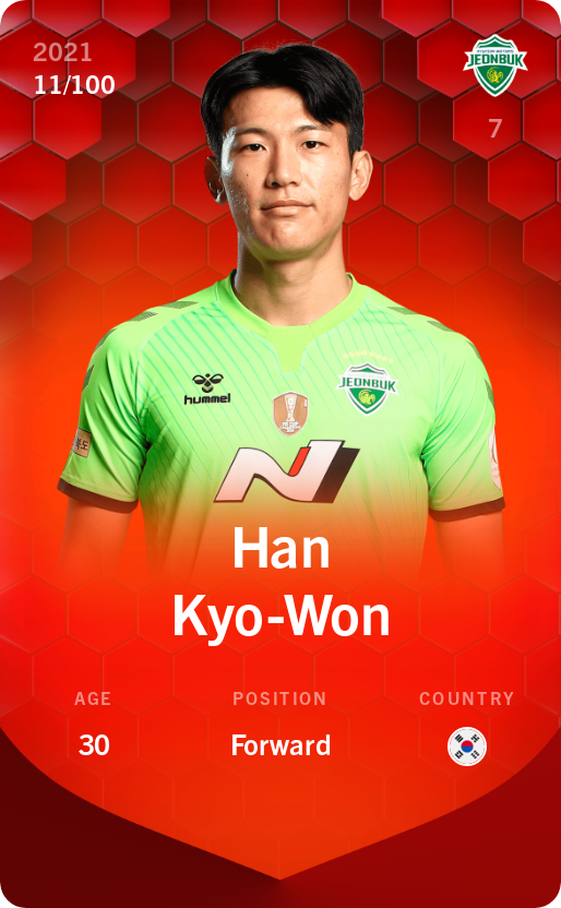 Sorare - Sorare Official - Han Kyo-Won 2021-22 • Rare 11/100 - NFT # 66084023681093343622549516503189374098917896927156199423820731518136890721078