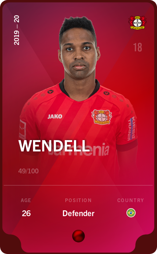 Sorare - Sorare Official - Wendell 2019-20 • Rare 49/100 - NFT # 94977793821363499363866693154385962026363478556437045470909845450833816551246
