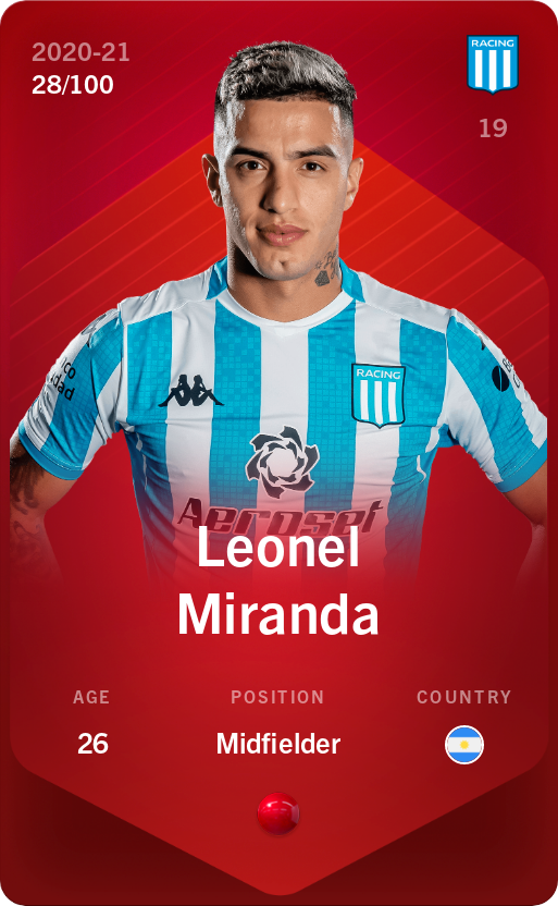 Sorare - Sorare Official - Leonel Miranda 2020-21 • Rare 28/100 - NFT # 67283368597000667400746735009495984465336704992383740309629769286356362305137