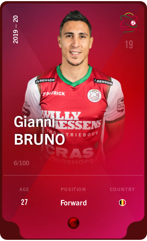 Sorare - Sorare Official - Gianni Bruno 2019-20 • Rare 6/100 - NFT # 61772931083748450027423914222660673897107313982279075890305664358398641103842