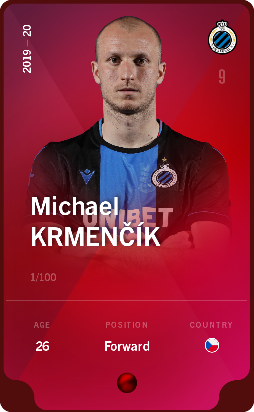 Sorare - Sorare Official - Michael Krmenčík 2019-20 • Rare 1/100 - NFT # 12876398054764273257520072310704130354960952889047896355218186913082686734014