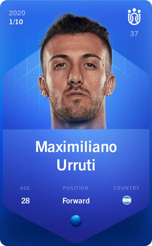 Sorare - Sorare Official - Maximiliano Urruti 2020-21 • Super Rare 1/10 - NFT # 105599324577866873091112390841794315697766967547807950821888992622030135222280