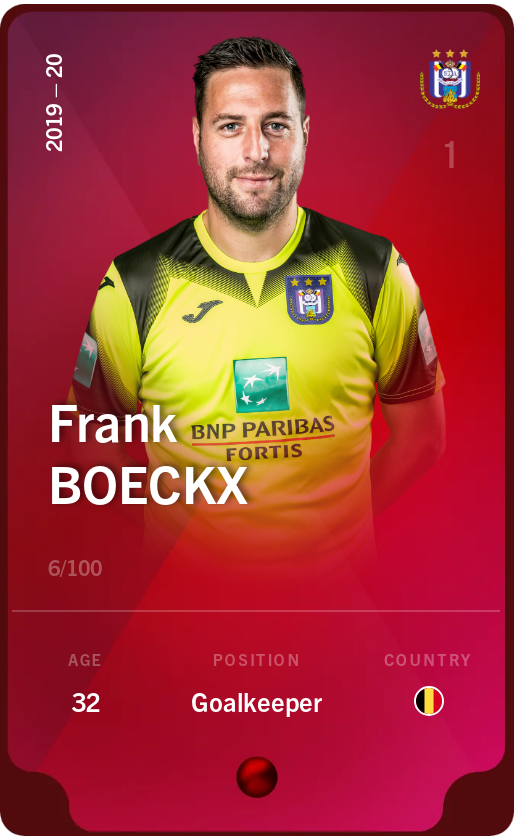 Sorare - Sorare Official - Frank Boeckx 2019-20 • Rare 6/100 - NFT # 65230908450128831054690796581084522696124129977998164645974281311824306694908