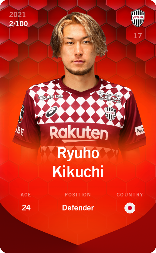 Sorare - Sorare Official - Ryuho Kikuchi 2021-22 • Rare 2/100 - NFT # 14308029307477906917586922010050900769283882985216454970995747408821785519709