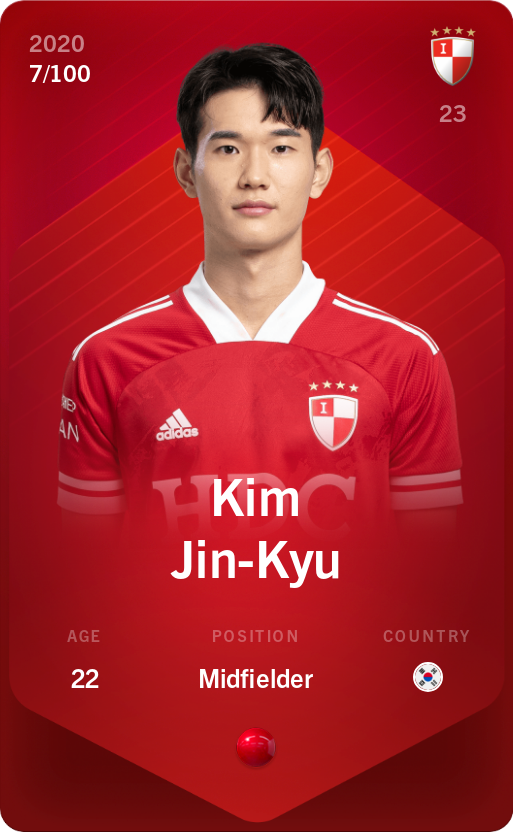 Sorare - Sorare Official - Kim Jin-Kyu 2020-21 • Rare 7/100 - NFT # 46342911312672098079630896582933662030323890979751109781584729378324782935961