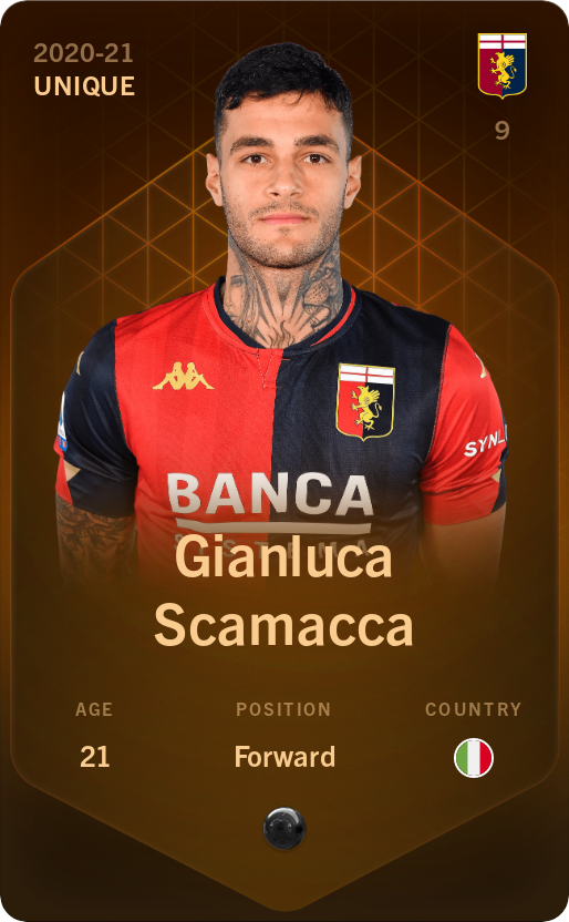 Sorare - Sorare Official - Gianluca Scamacca 2020-21 • Unique - NFT # 52606335986356630115548698322589715403896643376327176251721629423168593247014