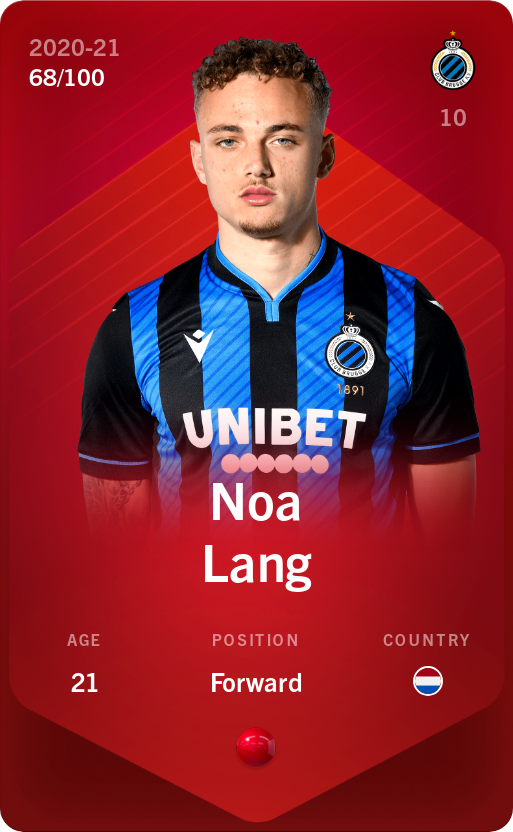 Sorare - Sorare Official - Noa Lang 2020-21 • Rare 68/100 - NFT # 66559080438220270581370563855645244417627629356725780588625927891100069913937