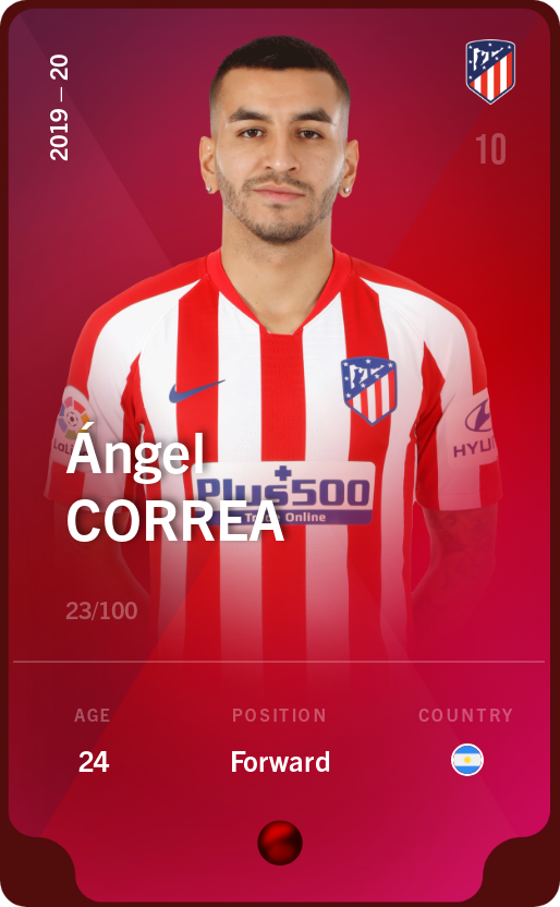Sorare - Sorare Official - Ángel Correa 2019-20 • Rare 23/100 - NFT # 7055405044361247680168162292923639444625950158380918965220721516516048828559