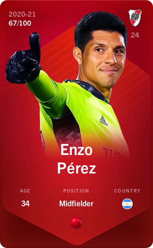 Sorare - Sorare Official - Enzo Pérez 2020-21 • Rare 67/100 - NFT # 82364266744500485196395255136376110771147362904830690755272951639041524199987