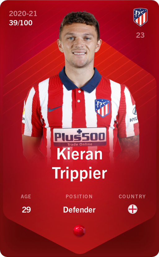 Sorare - Sorare Official - Kieran Trippier 2020-21 • Rare 39/100 - NFT # 27459869838785712701464817296125341838711533510138715484870743615160969605929
