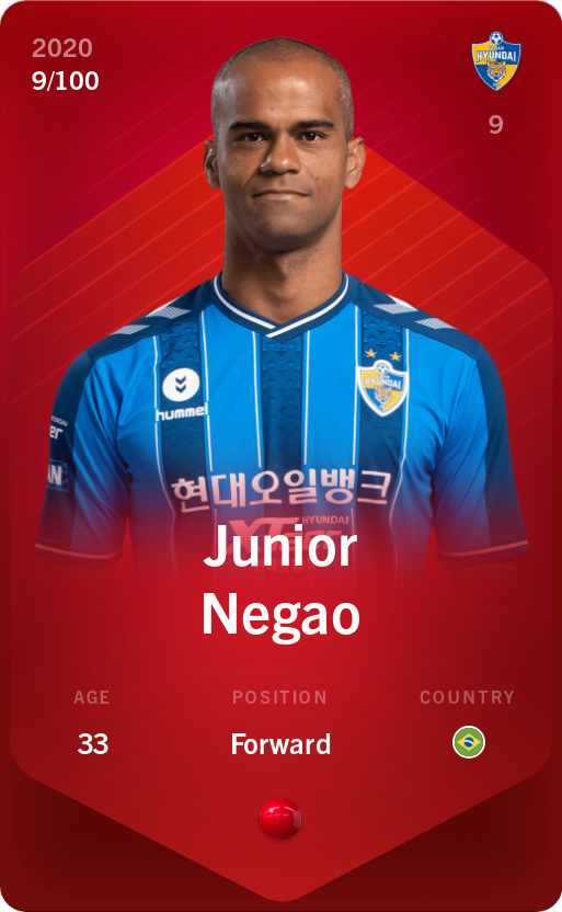 Sorare - Sorare Official - Junior Negao 2020-21 • Rare 9/100 - NFT # 21461441525668824329493112601900283449480523400100702521734656624068402617808